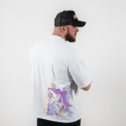 T Shirt Oversize White / Purple Shark