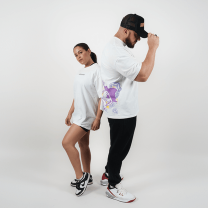 Oversized T Shirt White / Purple Shark