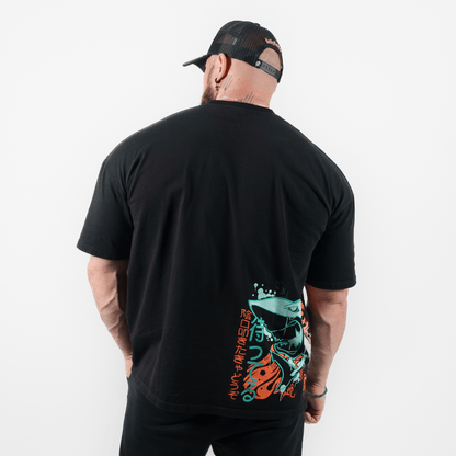 Oversized T Shirt Black / Green Shark