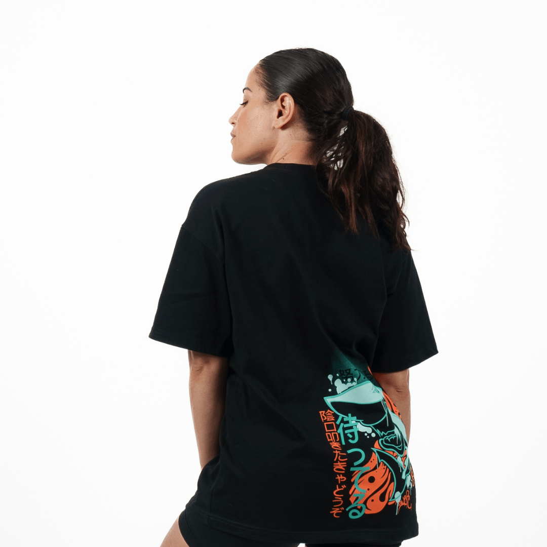 Oversized T Shirt Black / Green Shark